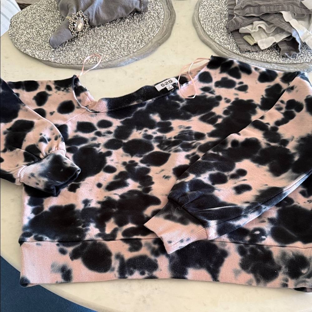 525 America Pink and Black Tie-Dye Top